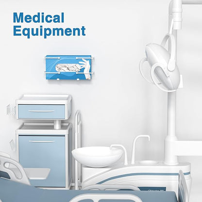 Glove Box Dispenser Wall Mount: White Holder Organizer for Disposable Glove & Tissue Box - Organizer on Wall in Lab, Kitchen, Bathroom, Garage