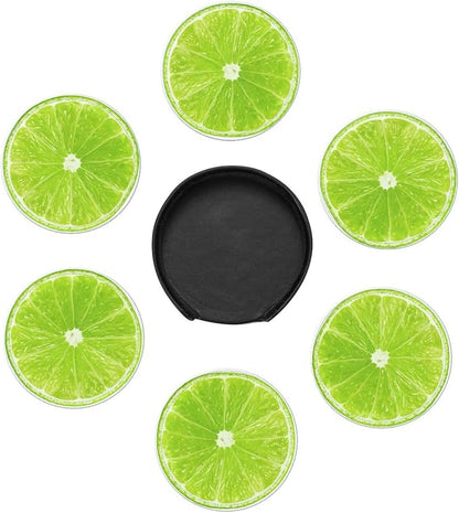 6 Pack Tropical Lime Slice Coaster