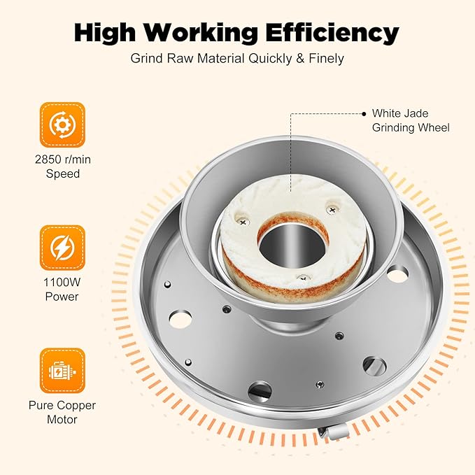Electric Grain Grinder, Peanut Butter Maker Machine Sesame Sauce Grinder 110V 1100W Low Noise Household/Commercial Mill, High-Speed Grinding for Dry Ingredients like Herbs Spices Coffee Corn Beans
