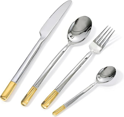 Silverware Set Service for 8, IKXO 32-Piece Modern Stainless Steel Flatware