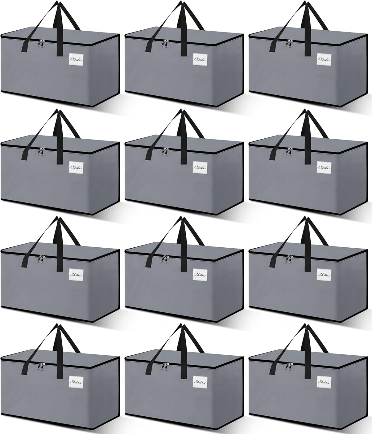 Heavy Duty Moving Bags - Extra Large Packing Bags and Storage Totes, Collapsible and Foldable Option for Moving and Storage, Grey, 93 L - 12 Pack