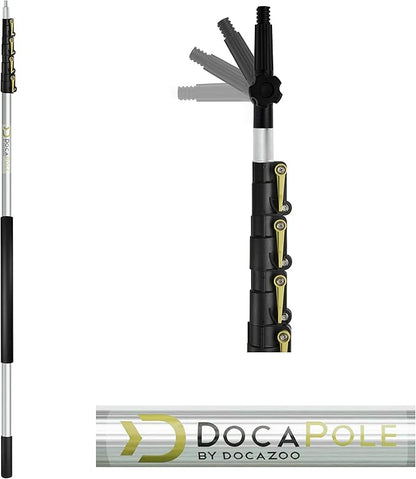 DOCA Scrub Brush 7-30 Ft with Long Handle Extension Pole - Outdoor Broom and Scrubbing Brush for House Floor, Deck, Patio, Car - Medium Brush