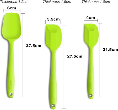 Silicone Spatula 3-piece Set, Ergonomic Handle High Heat-Resistant Spatulas, Non-stick Rubber Spatulas with Stainless Steel Core, Green