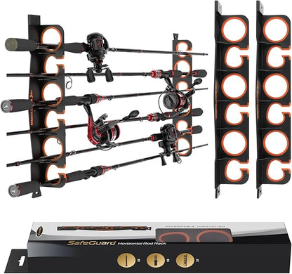 KastKing SafeGuard Fishing Rod Holder for Garage, Wall or Ceiling Mounted Fishing Rod Rack Storage Organizer, Fishing Pole Holder Holds 6 Rods or Combos in Less Than 18 Inches