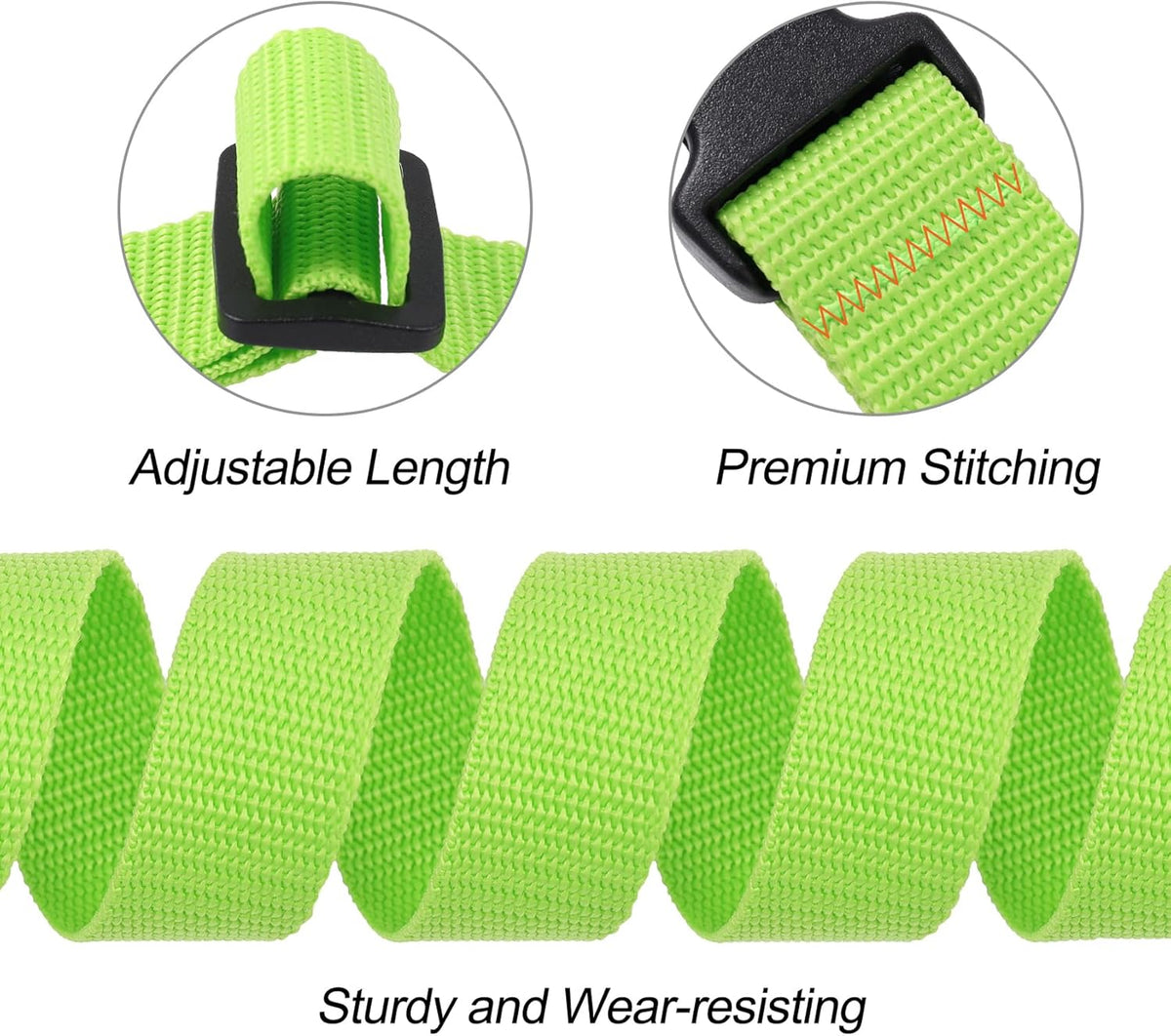 Buckle Straps with Clips, Adjustable Nylon Strap with Buckle, Packing Strap, Green 4 Pack (6’x1)