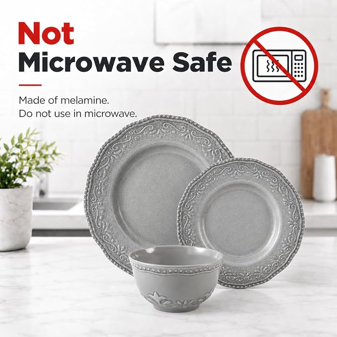 TP 18-Piece Dinnerware Set, Melamine Dishes Set