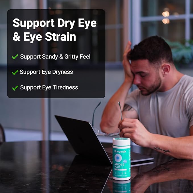 UpNourish AREDS 2 Eye Vitamins for Seniors - Lutein Eye Health Supplement for Adults - Computer Eye Strain Relief, Ocular Health and Dry Eye Support - Vision & Eye Supplements for Women and Men