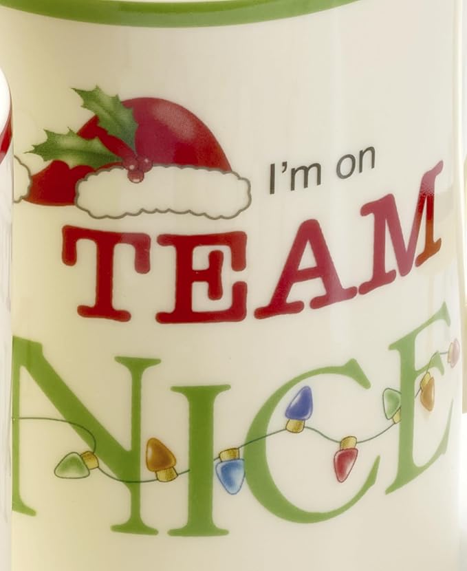 Lenox Coffee Mug, Naughty & Nice 14 Oz Mugs Set Of 2, Ceramic Material, Microwave Safe, Dishwasher Safe, Christmas Drinkware Set Mugs for Coffee and Tea, Christmas Decoration (14 Oz, Set Of 2)