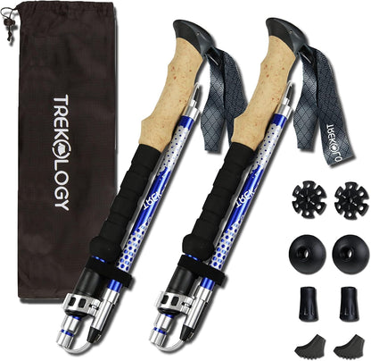 Trekology Trek-Z Collapsible Hiking & Trekking Poles - Balance Support for Seniors, Women, and Men, 2pc Per Set