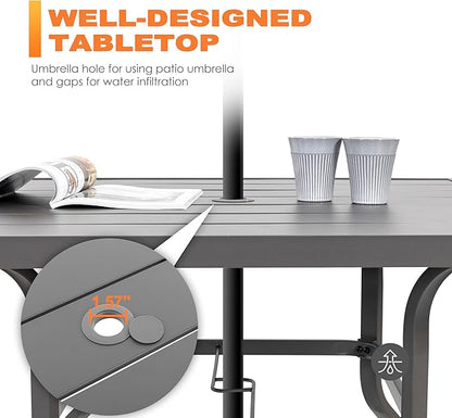 NUU GARDEN 5-Piece Outdoor Patio Dining Set, Slatted 37’’ Square Table