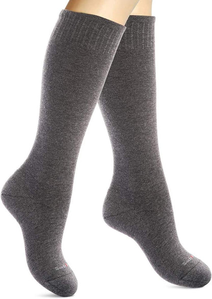 Cotton Compression Socks for Women & Men. 15-20 mmHg Support Knee-High Charcoal Gray X/L
