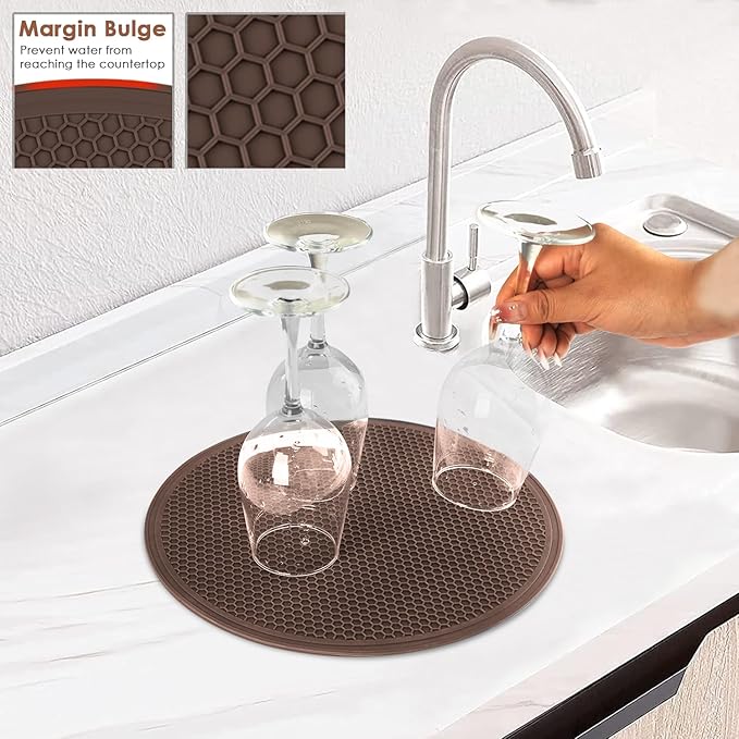 Brown Silicone Microwave Mat 12 inch Extra Large Multi-Use Microwave Mat Heat Resistant Silicone Trivet Mat Pot Holders Hot Pads for Kitchen, Silicone Cover Pad for Microwave Oven Hot Pot Pans, 2Pack