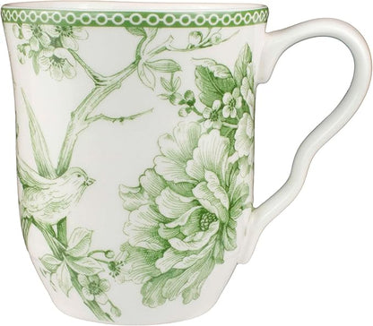 222 Fifth Adelaide Moss 16-Piece Porcelain Dinnerware Set – Service for 4, Plates, Bowls & Mugs, Hand-Applied Decal, Microwave & Dishwasher Safe, for Everyday Dining & Entertainment