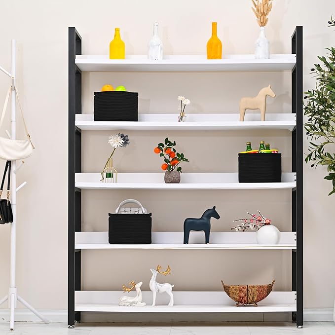 Small Black Baskets for Organizing, Storage Baskets for Shelves, Small Woven Basket for Storage, Cute Basket for Gifts, Mini Cotton Rope Baskets, 9.7"×9.7"×7" (3 Packs) Black