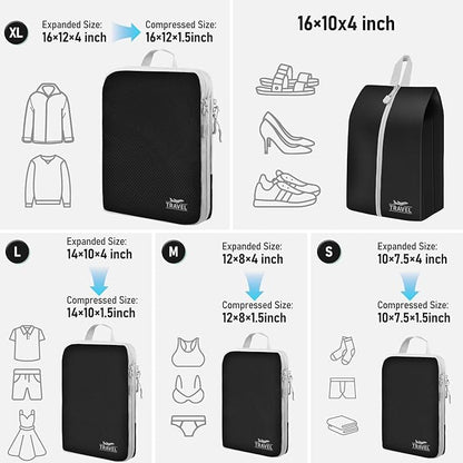 4-Piece Packing Cube Set - Lightweight Luggage Organizers for Travel, Vacation and Suitcases - Durable Accessories with Compression
