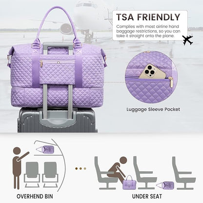 LOVEVOOK Travel Duffle Bag,Weekender Bags for Women with Shoe Compartment，Carry on Overnight Bag with Toiletry Bag,Gym Duffel Bag with Wet Pocket, Hospital Bags for Labor and Delivery
