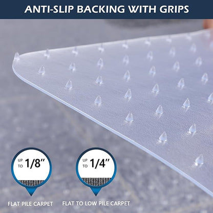 SALLOUS Clear Chair Mat for Carpet, 53" x 45" Heavy Duty Vinyl Floor Mat for Carpeted Floors, Gaming Chair Mat with Tap, Rolling Under Desk Floor Mat for Home Office