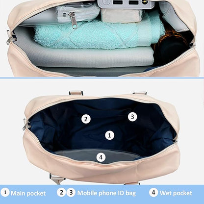 Travel Duffle Bag, Waterproof Sport Tote Gym Bag for Women Men, Overnight Weekender Carry On Bag with Wet Pocket