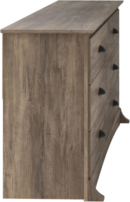 Prepac Sonoma 6-Drawer Double Dresser for Bedroom, Wide Chest of Drawers, Traditional Bedroom Furniture, 59" wide x 17.5" deep x 29" tall, Drifted Gray
