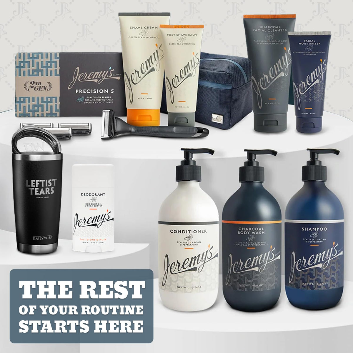 Jeremy's Razors for Men: Precision 5 Blade Razor - Stainless Steel Blades, Lubricating Strip, Precision Trimmer - Men's Shaving Kit, Travel Face Body Head Shavers (1 Razor 4 Cartridges)