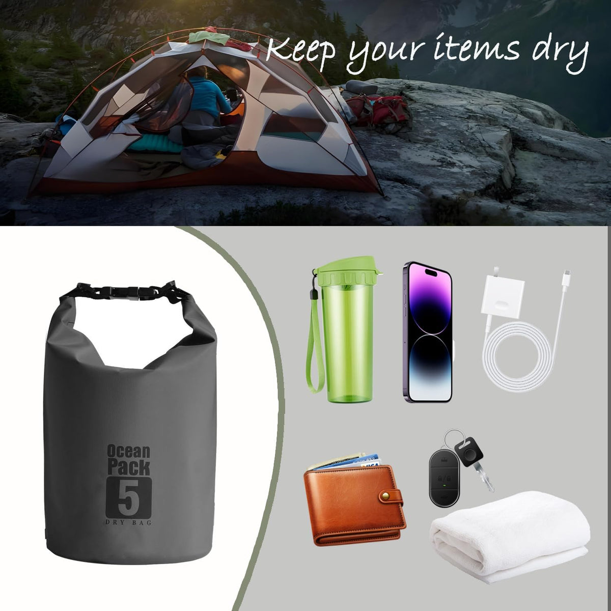Dry Bag Waterproof Backpack 5L/10L/20L/30L Roll Top Waterproof Bag,Floating Dry bags for Kayaking,Swimming,Boating,Camping,Beach.