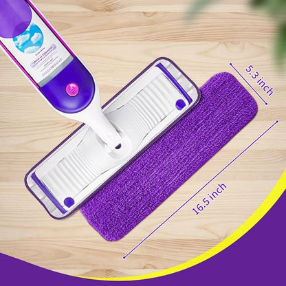 15 inch Mop Pads Refills, 6 Pack Microfiber Reusable Replacement Mop Pads Flat Replacements Heads for Wet Or Dry Floor Cleaning and Scrubbing, Purple Cloth