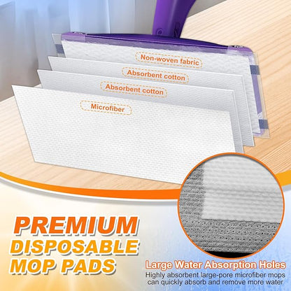 Mopping Pad Refill Compatible with Swiffer Wet Jet Mop Disposable Wet Jet Mopping Pads for All Purpose Multi-Surface Hardwood Floor Cleaning Thickness & Absorbent, 24 Count