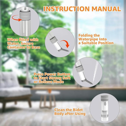 Portable Bidet for Travel, USB-C Rechargeable Handheld Sprayer with 525ml Expandable Water Tank, 3 Pressure Modes & 180° Rotatable Nozzle, IPX7 Waterproof Electric Bidet for Personal Hygiene