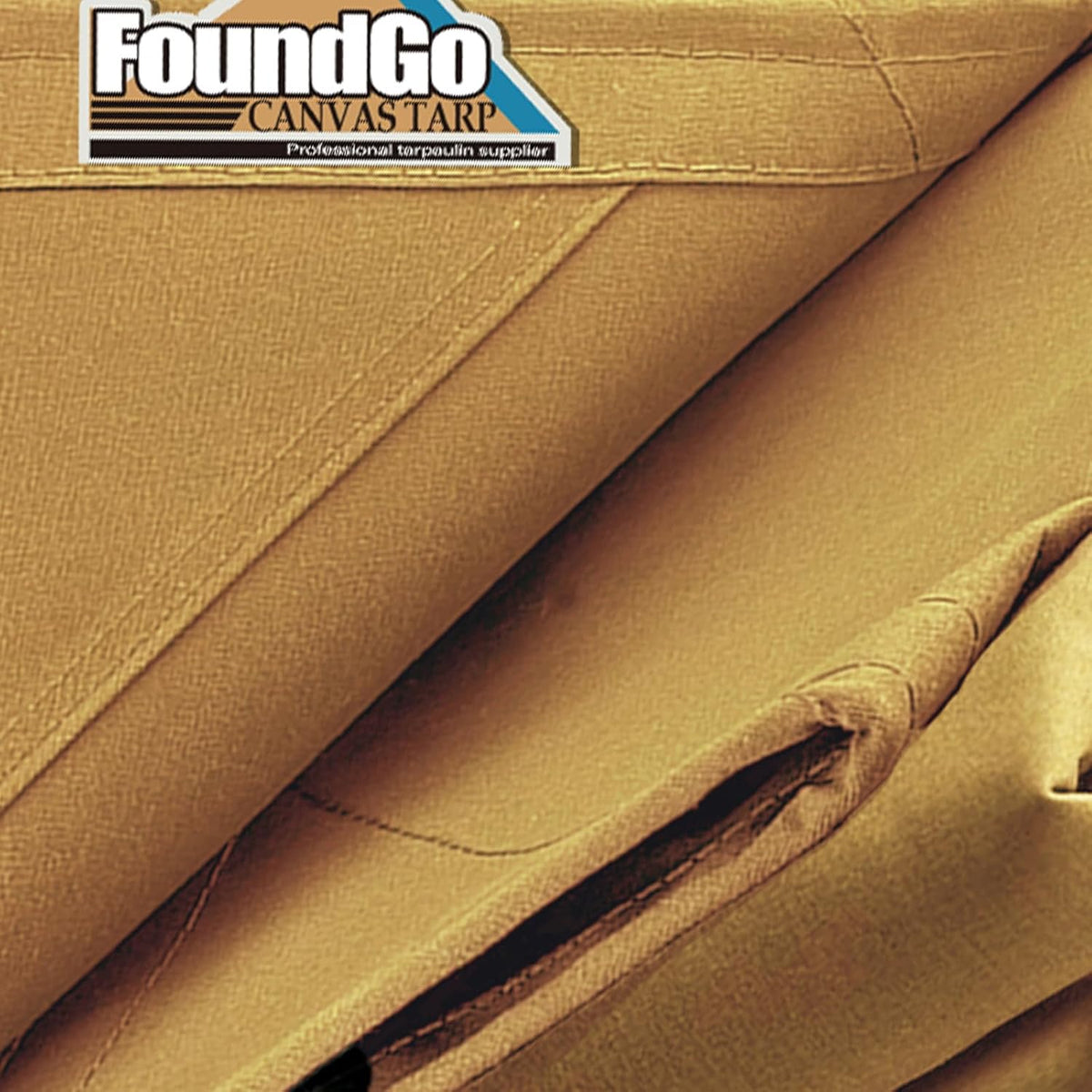 FoundGo 12x24ft Canvas Tarp 22 Mil Tarps 14 oz Canvas Tarpaulin Heavy Duty Cloth Water/UV Resistant Cover with Rustproof Grommets & Ropes for Cars,Roofs,Boats,Camps,Sunshades，Moisture Barrier -Tan