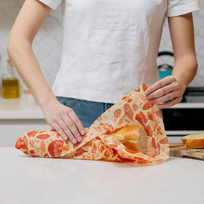 Bee's Wrap Beeswax Wraps for Food - Bread Wrap - Made in USA Reusable Bread Storage Bags - Organic & Eco-Friendly Alternative to Aluminum Foil, Sourdough Bags & Plastic Wrap, Mushroom Magic