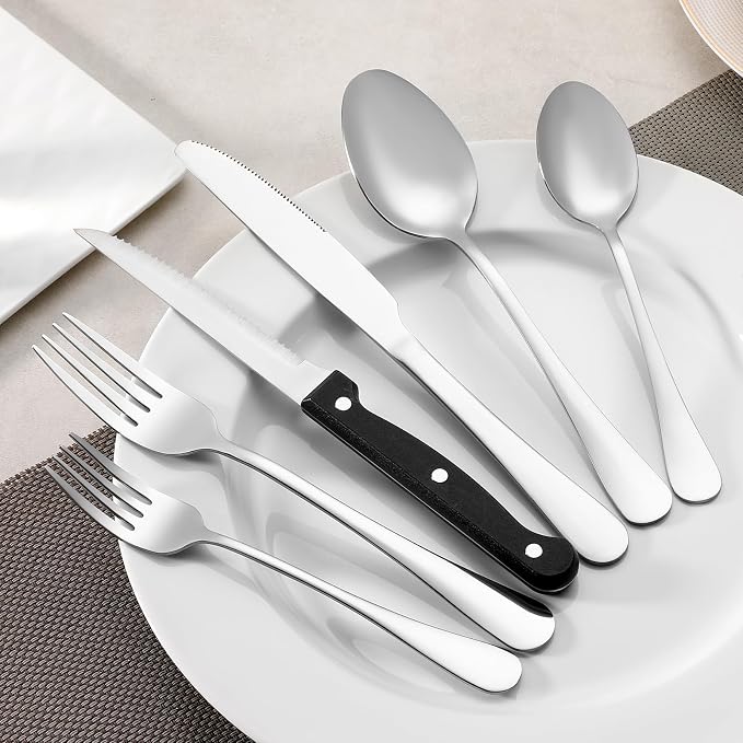 24 Pcs Teaspoons Set, Food-Grade Stainless Steel Spoons Silverware, Cutlery Tea