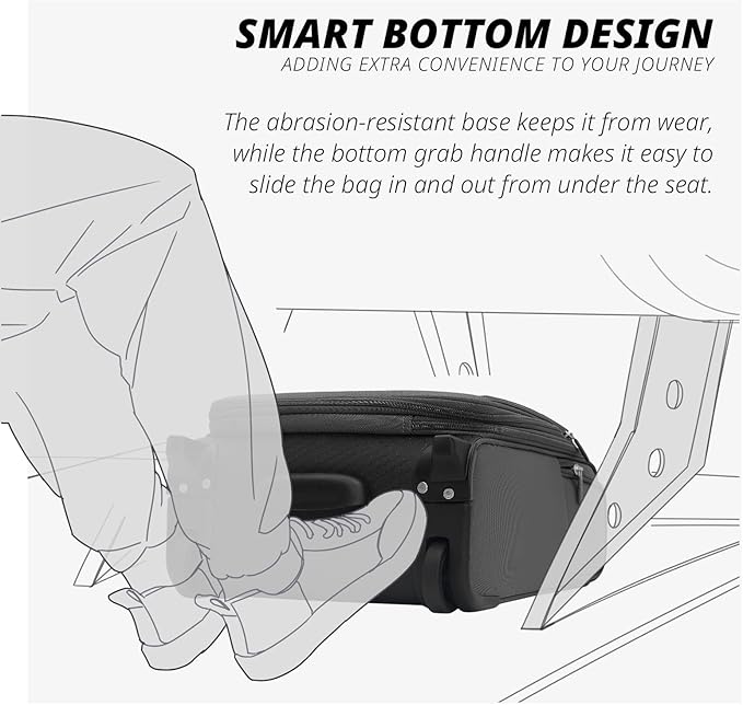 Verage Under Seat Luggage with Wheels, Softside Expanable Small Suitcase Carry On Luggage Bags for Airlines Airplanes Short Trip Men Women (Grey, 16-Inch Rolling Underseat)