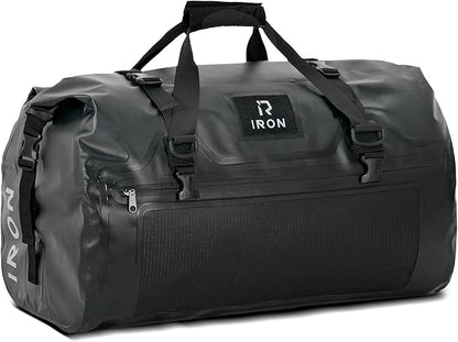 IRON JIA'S Motorcycle Dry Bag - Waterproof Duffle & Luggage Tail Bag Saddle Bags with Roll Top Closure, Shoulder Straps, Inner Pocket and Mesh Pocket (Black, 50L)