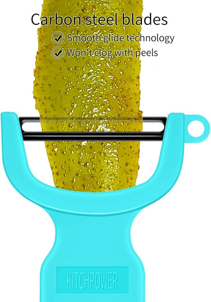 Original Vegetable Peeler, Potato Peelers for kitchen Carbon Steel Blade 3-Pack Orange/Blue/Yellow