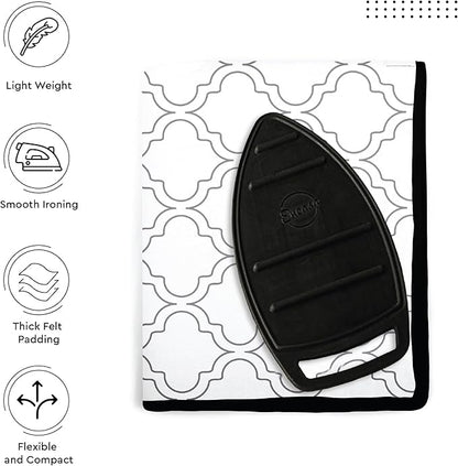 Encasa XO Ironing Mat/Pad (Large 48"x28") with 3mm Padding & Silicone Iron Rest for Steam Pressing on Tabletop or Bed - Heat Resistant, Portable, Quilting & Travel Blanket - White Tiles