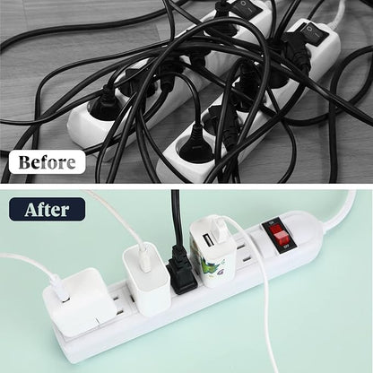 Hoteam 10 Pcs Power Strip Bulk 6 Outlet Surge Protector Power Cord Electrical Extension Cord with Switch Low Profile Plug Flat for Home Office(8.2 ft,White)