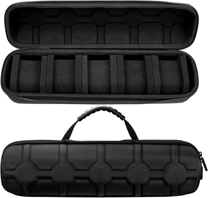 Juntan 5 Slots Hard Watch Travel Case, Portable Nylon Zipper Storage Organizer Box for Men Women with Soft Compressible Foam Pillow Black