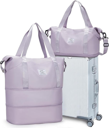 Travel Duffel Bag, Sports Tote Gym Bag, Shoulder Weekender Overnight Bag for Women