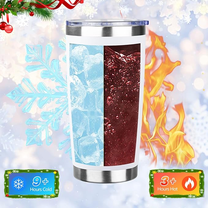 StarSpeed 20oz Christmas Tumbler Bulk with Lid and Straw, Stainless Steel Double Wall Vacuum Insulated Travel Mug, Powder Coated Coffee Cups for Hot and Cold Drinks,Funny Christmas Gifts for Women Men