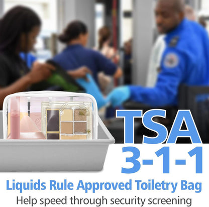 12 Pieces Clear Cosmetic Bag, PVC Waterproof Makeup Bags with Zipper, TSA Approved Toiletry Bag for Travel, Transparent Pouches Organizer Storage for Men and Women (White, Small)