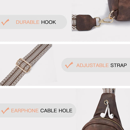 Telena Small Sling Bag for Women Leather Crossbody Fanny Packs Chest Bag for Women
