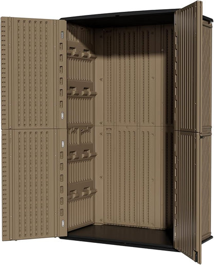 ZZM Large 67 Cu.ft Waterproof Storage Shed, Outdoor Storage Cabinet，Durable Resin Storage for Patio Furniture, Garden Tools, Pool Accessories, Mower Storage (Coffee)