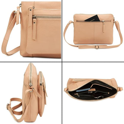 Wise Owl Accessories Small Soft Pebbled Real Leather Crossbody Handbags Purses Sling Crossover Shoulder Bag