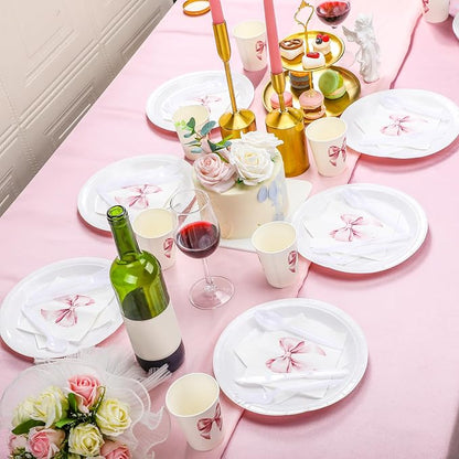 Sieral 144 Pcs Pink Bow Party Supplies Coquette Birthday Party Decoration Bow