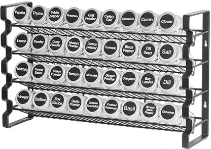VEVOR Spice Rack Organizer for Cabinet, Spice Organizer with 36 Empty Spice Jars, Lids, Spice Labels, and Funnel Complete Set, Seasoning Organizer for Countertop, Kitchen, Pantry, Cupboard, 18x11 in
