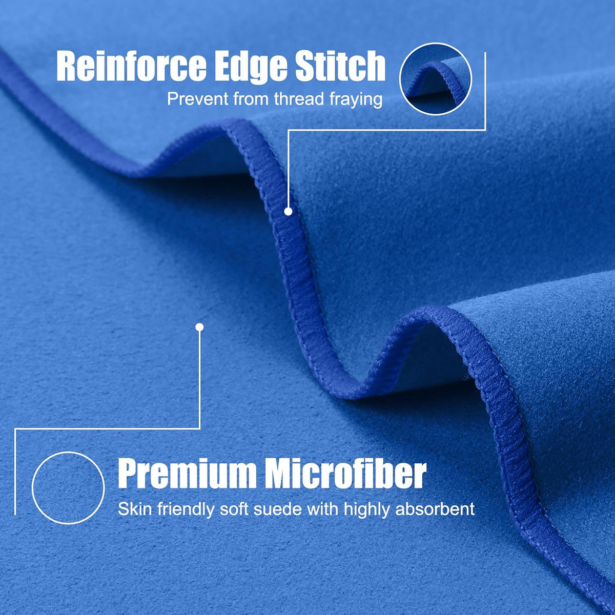 Quick Dry Travel Towel, 3 Sizes 1 Pack Camping Microfiber Towel, Lightweight Fast Drying Towels Set 60"x30", 30"x15", 15"x15" w/Bag for Gym, Beach, Hiking, Swimming, Dark Blue