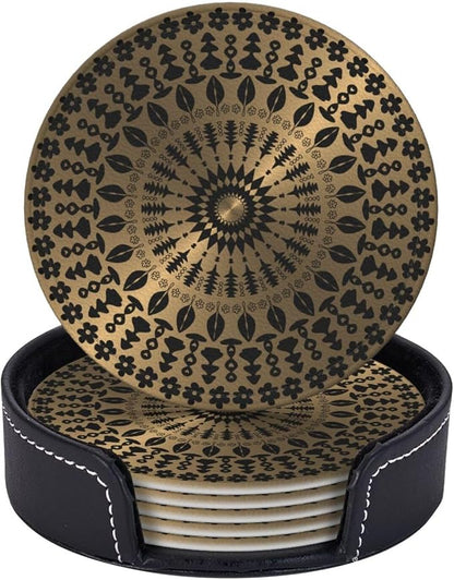 Drink Coasters with Holder Stand Set of 6