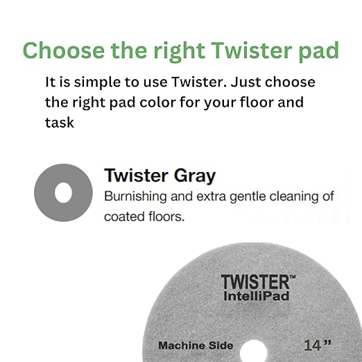 Diversey DD1229107 TASKI Twister Intellipad Diamond Coated Floor Machine Cleaning Pad, Made in USA, Burnish to High Super Gloss Finish, Grey/Brown, 14-inch (Pack of 2)
