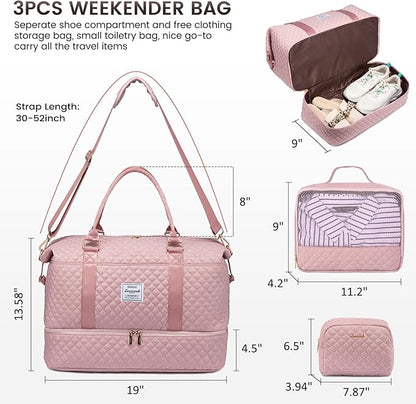LOVEVOOK Travel Duffle Bag,Weekender Bags for Women with Shoe Compartment，Carry on Overnight Bag with Toiletry Bag,Gym Duffel Bag with Wet Pocket, Hospital Bags for Labor and Delivery