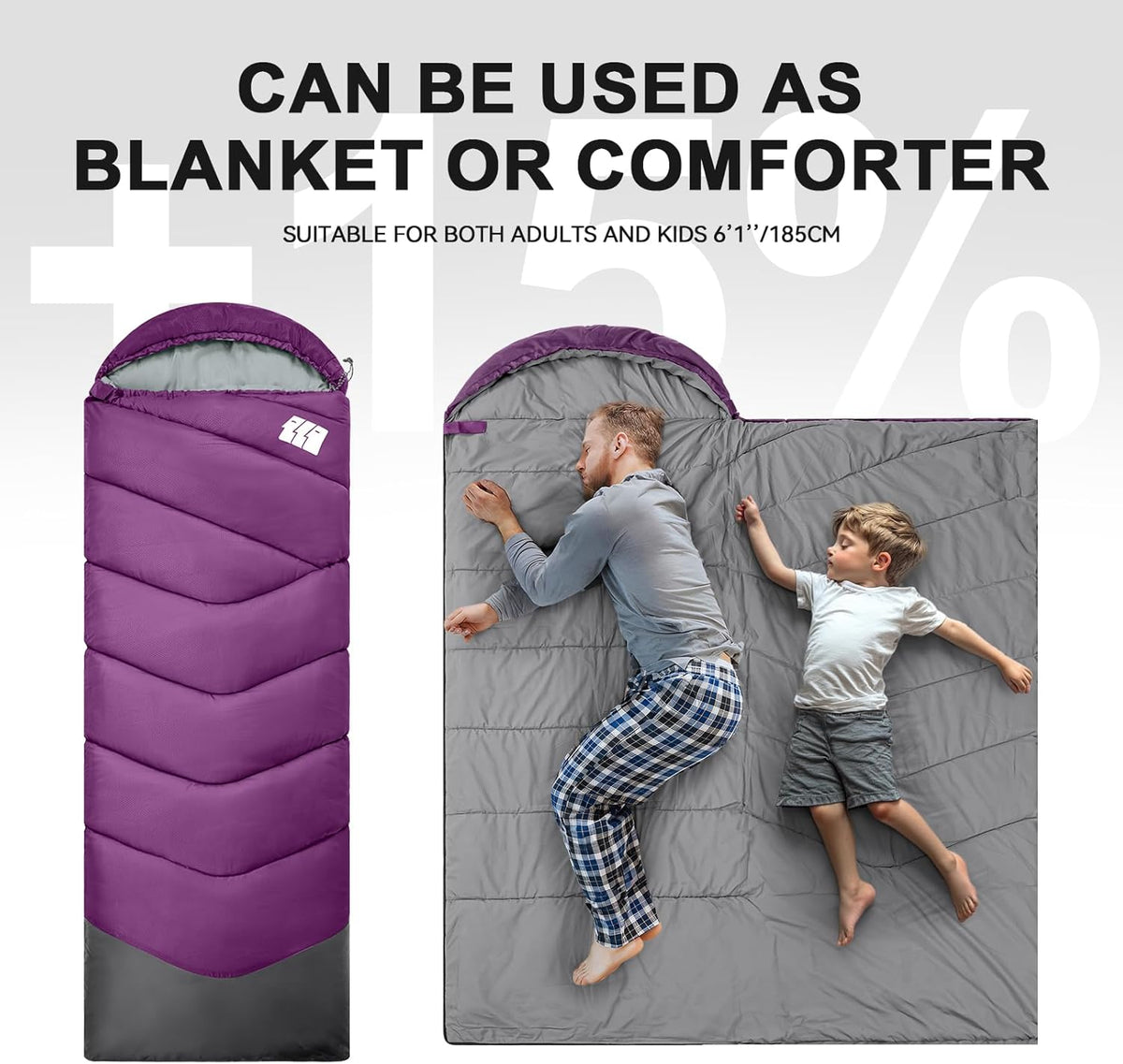 Sleeping Bags for Adults Cold Weather,Portable, Waterproof,Lightweight Sleeping Bag for Tall Girls Boys with Compression Sack for Warm Camping, Hiking, Outdoor & Indoor